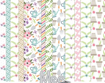 Spring Garden Digital Paper Pack: Floral Scrapbook Paper (Instant Download)