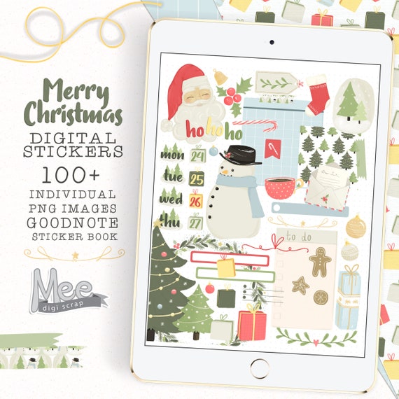 Christmas Digital Planner Stickers: Goodnotes Bujo (PNG)
