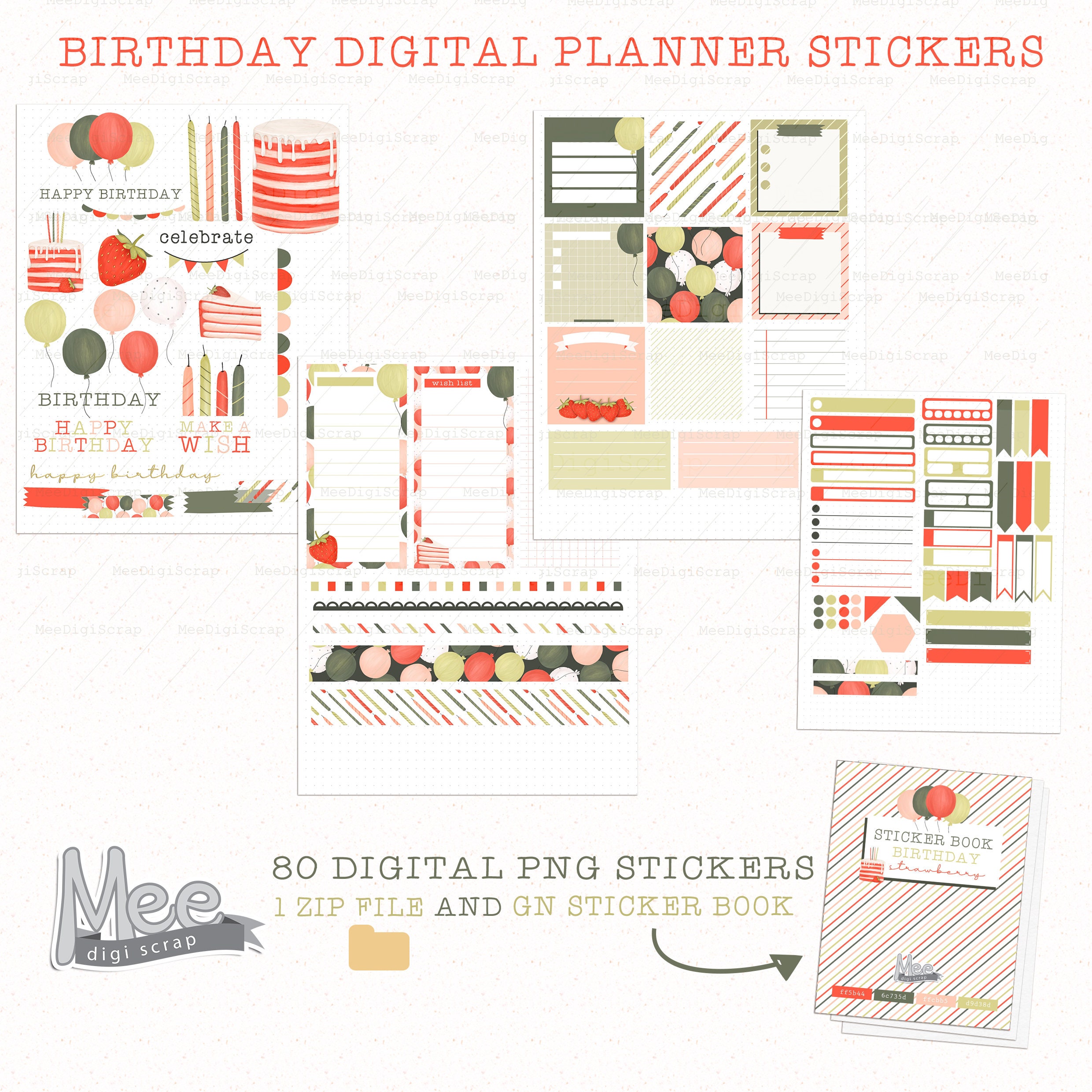 Strawberry Date Dots - Planner Stickers – Paper Kay