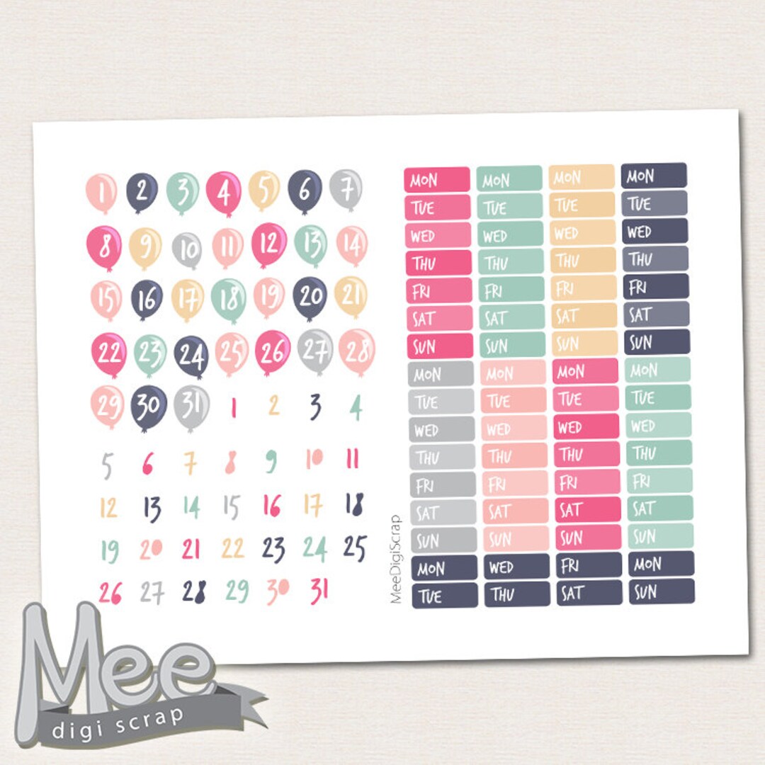 Date Cover Stickers,printable Planner Stickers,new Years Party Stickers