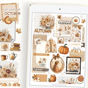Digitale herfststickers voor junkjournal, plakboekplanner, digitale planner, digi bujo. Herfstbloemen, herfststickers Thanksgiving Thanksgiving, png