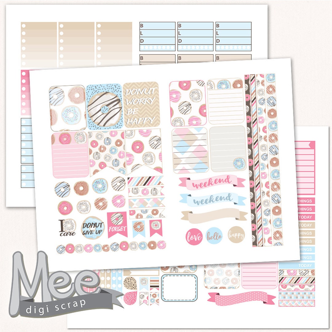 Donut Party Planner Stickers,printable Stickers,erin Condren Size ...
