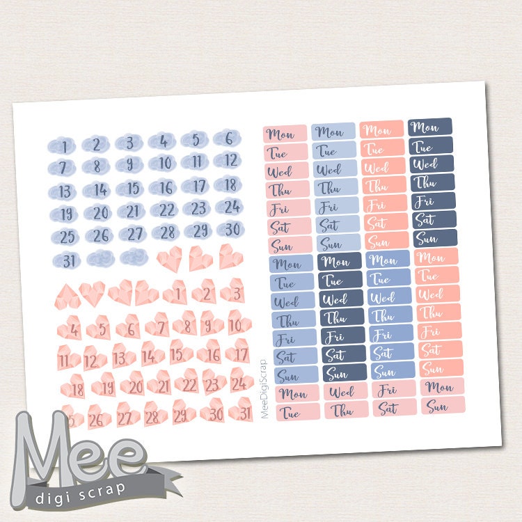 Date cover planner stickersPrintable planner stickersMini | Etsy
