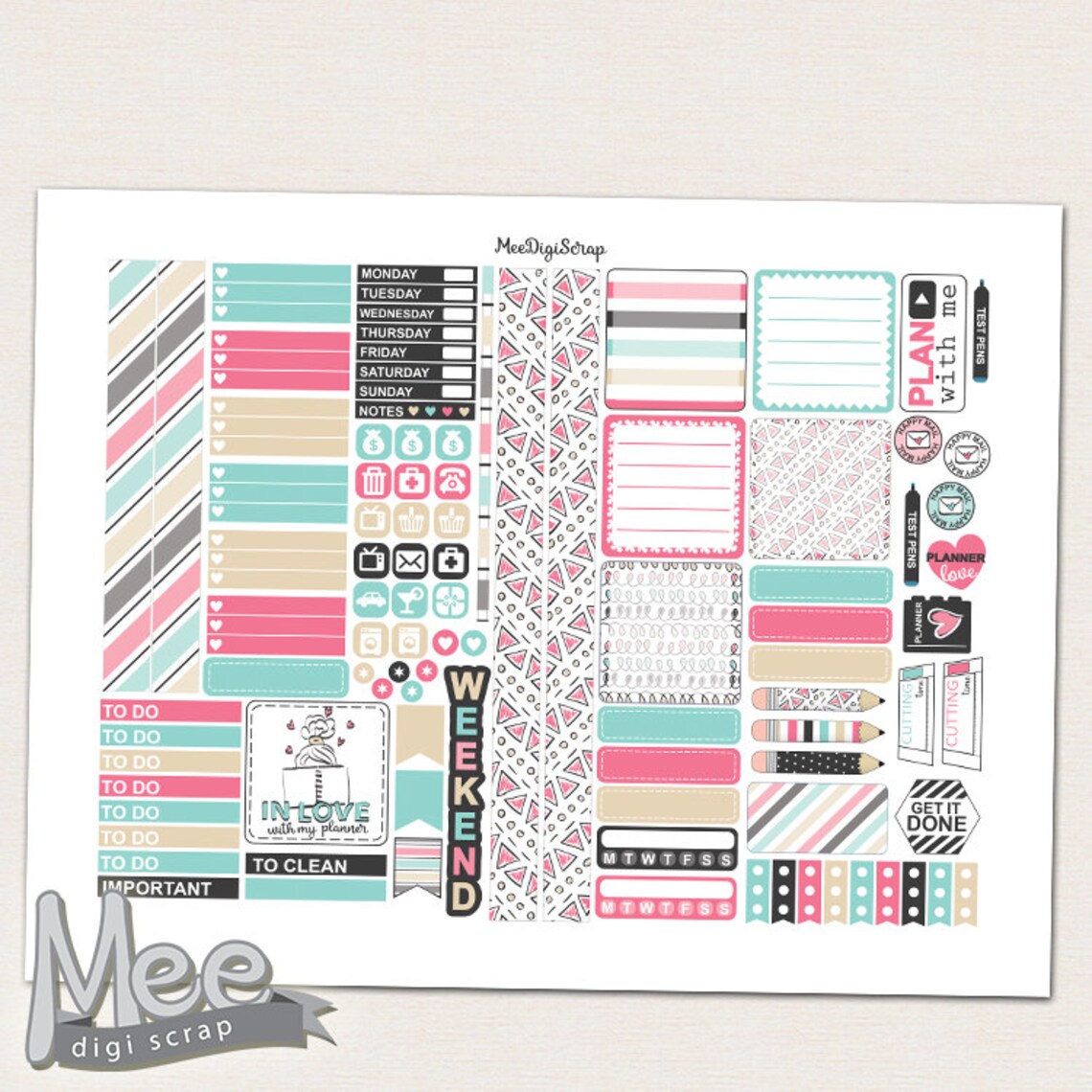 Printable Planner Stickers for Use With Mini Happy - Etsy
