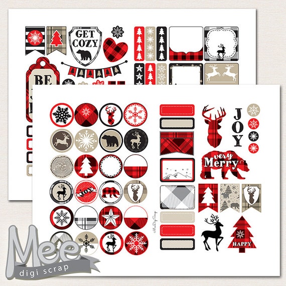 Red Buffalo Plaids Stickers,printable Planner Stickers,decorative Christmas  Stickers,winter Planner Stickers,lumberjack ,mini Weekly Kit,pdf -   Australia