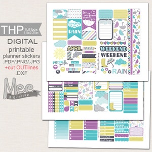 Printable Planner Stickers April Weekly Kit for Happy Planner,rainy ...