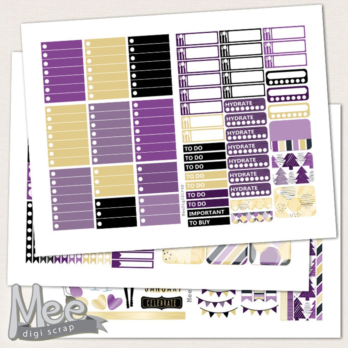 New Years Planner Stickers Printable for Use With the Happy | Etsy