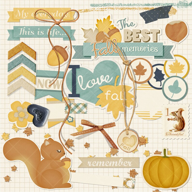 Digital scrapbook kit Fall memoriesELEMENTS autumnfall Etsy