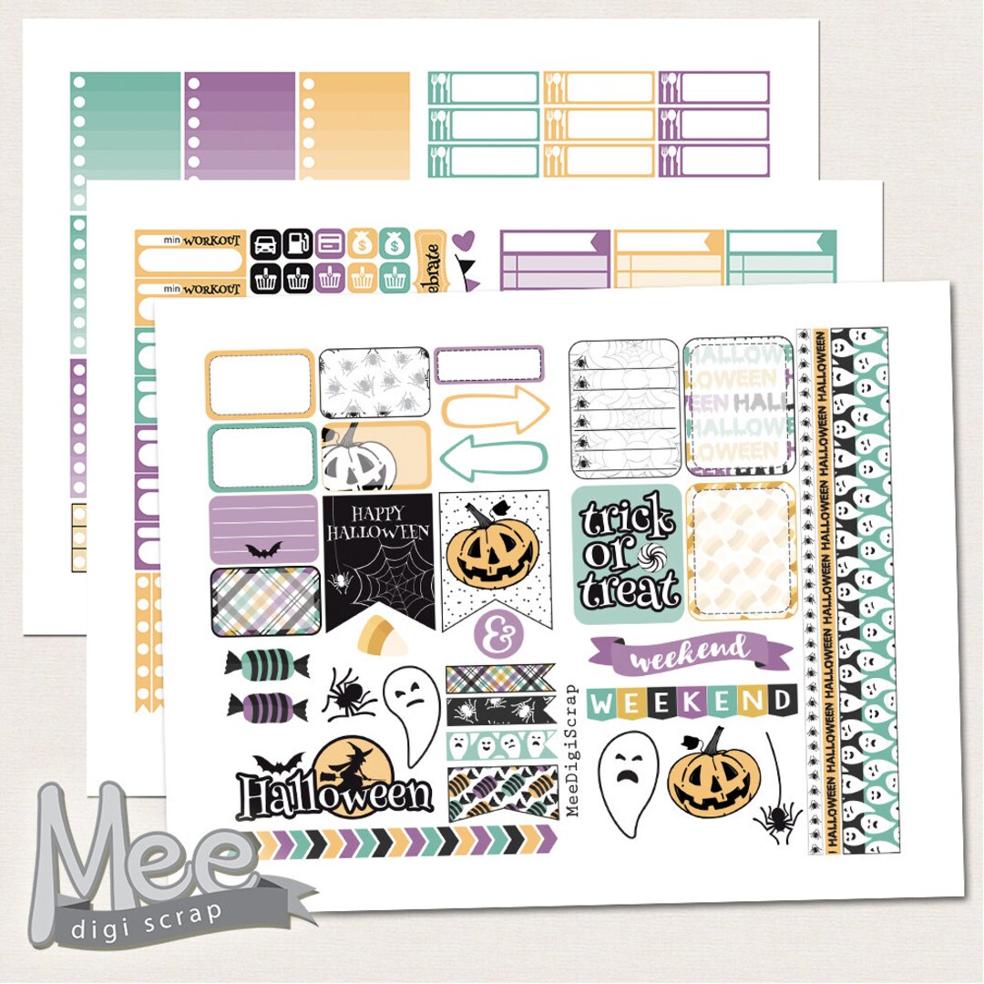 Halloween Planner Stickers,eclp Printable Planner Stickers,weekly ...