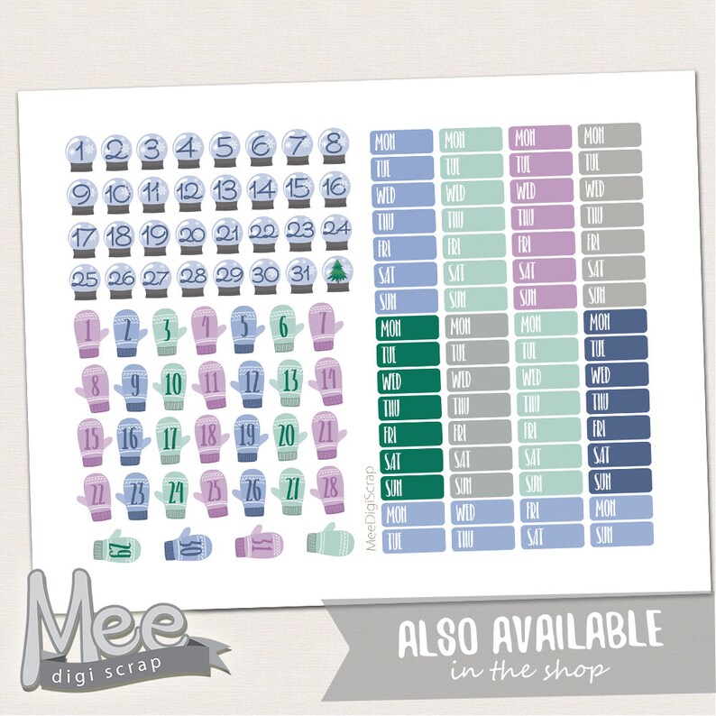Christmas date cover stickersChristmas countdown Printable planner stickersMonthly date coversMini Date CoversPersonal Planner Stickers