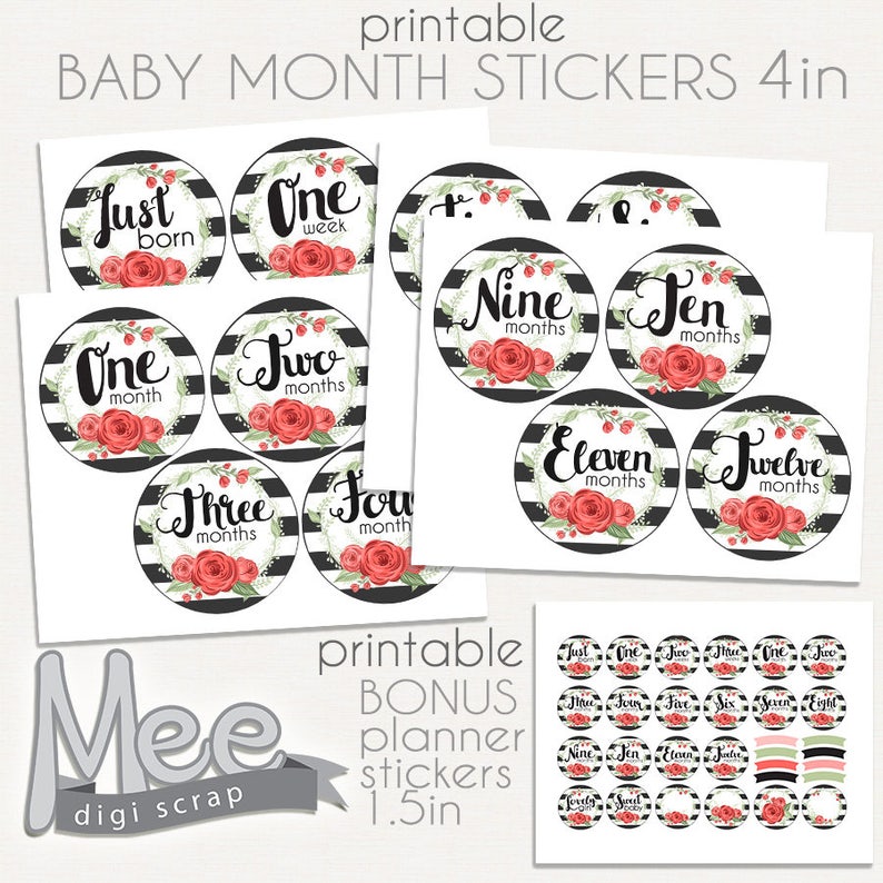 baby month diy stickers printable milestone monthly sticker etsy
