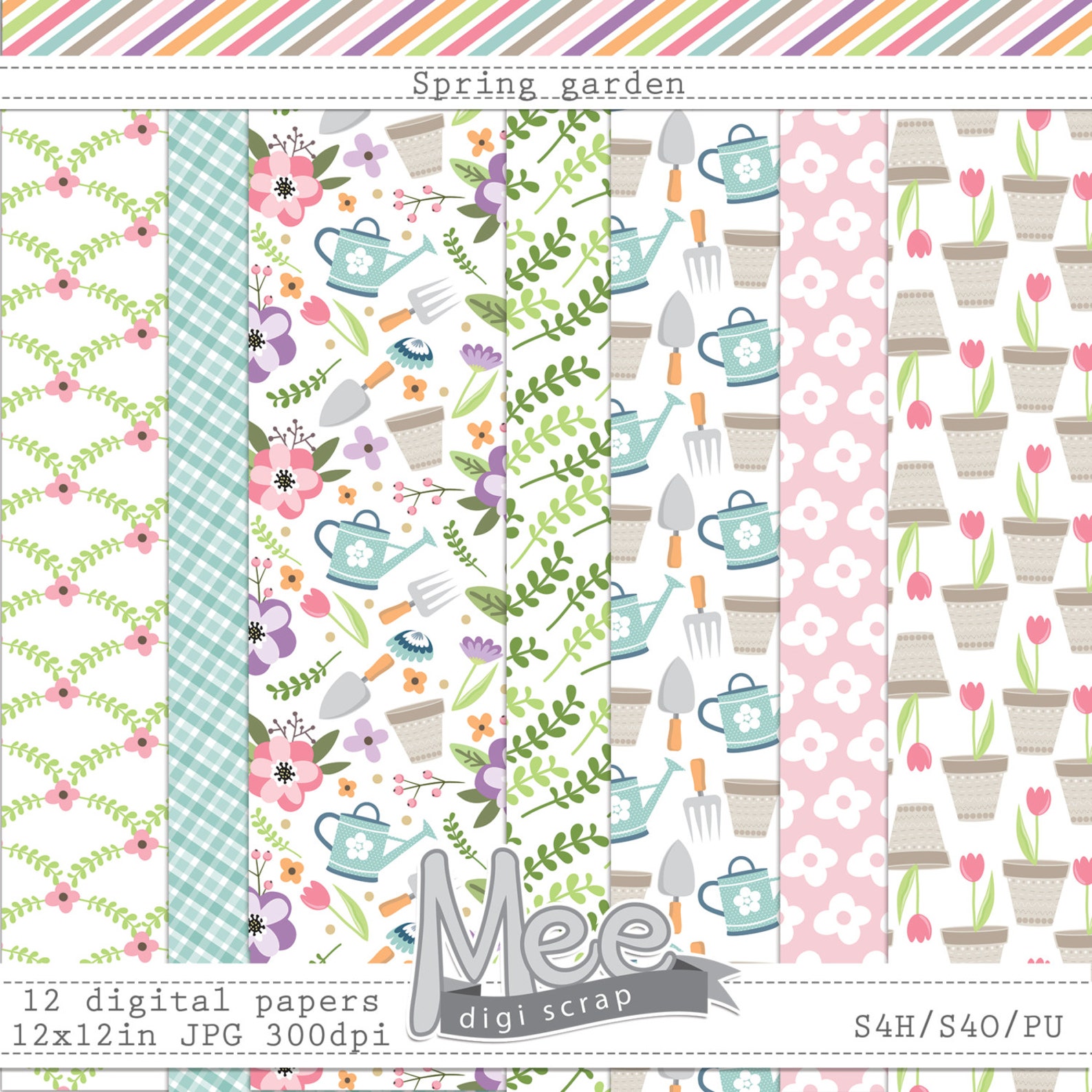 Spring Garden Digital Papers Digital Paper Packdigital Paper Etsy