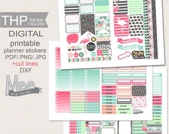 Flamingo Planner Stickers: Summer Weekly Kit (Printable PDF)