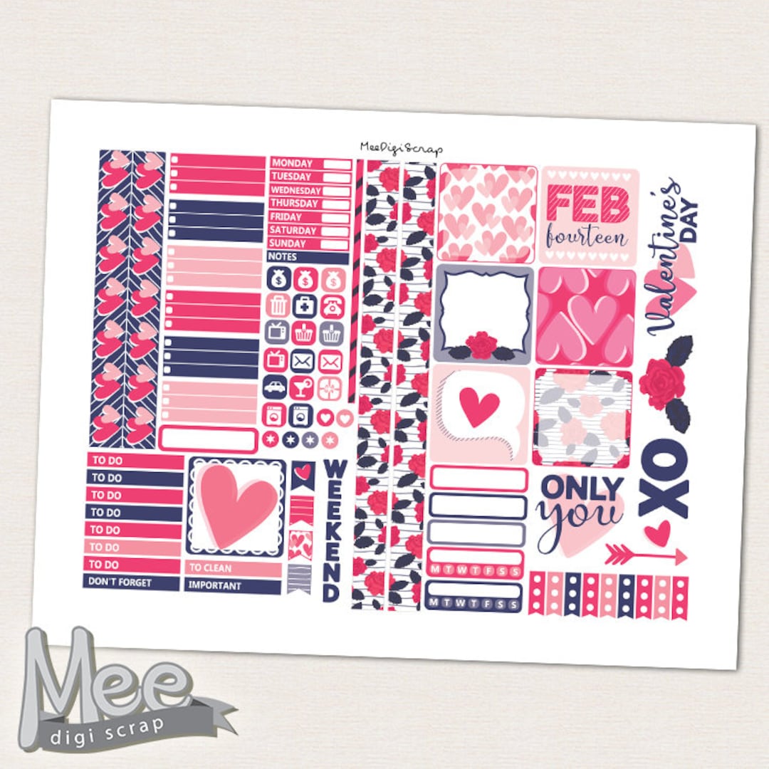 Valentine's Planner Stickers for Use With Mini Happy Planner,love