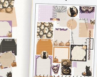 Halloween Digital Planner Stickers, Pastel Spooky Designs (GoodNotes, PNG)