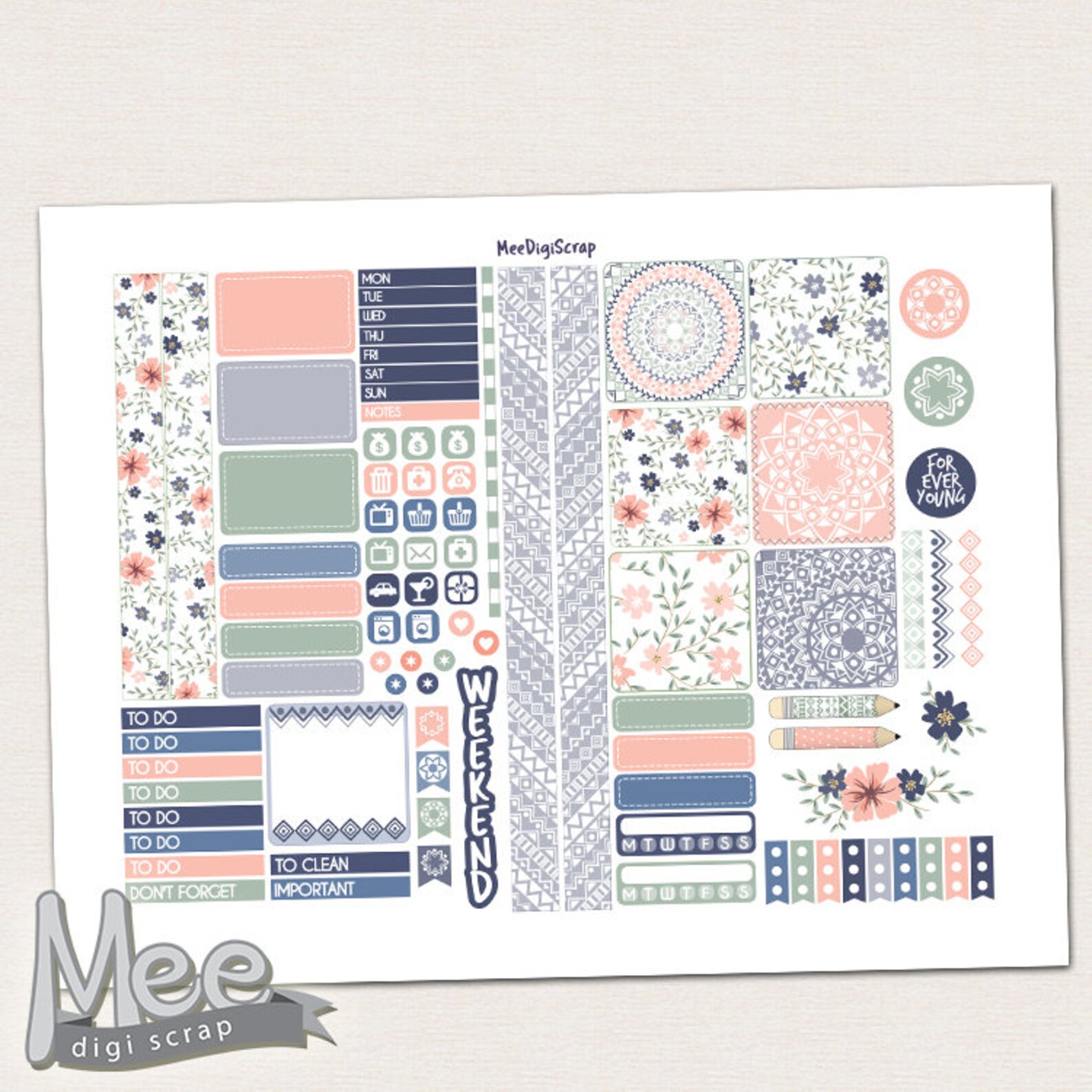 Printable Planner Stickers for Use With Mini Happy - Etsy