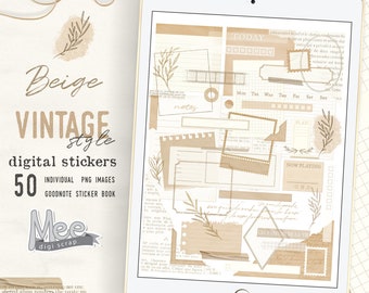Beige Vintage Journal Stickers: Neutral Torn Paper (Digital Download)