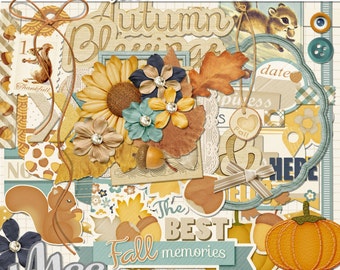 Digital scrapbook kit Fall memories-ELEMENTS, (autumn,fall digital embellishment,digiscrap clipart-textured)