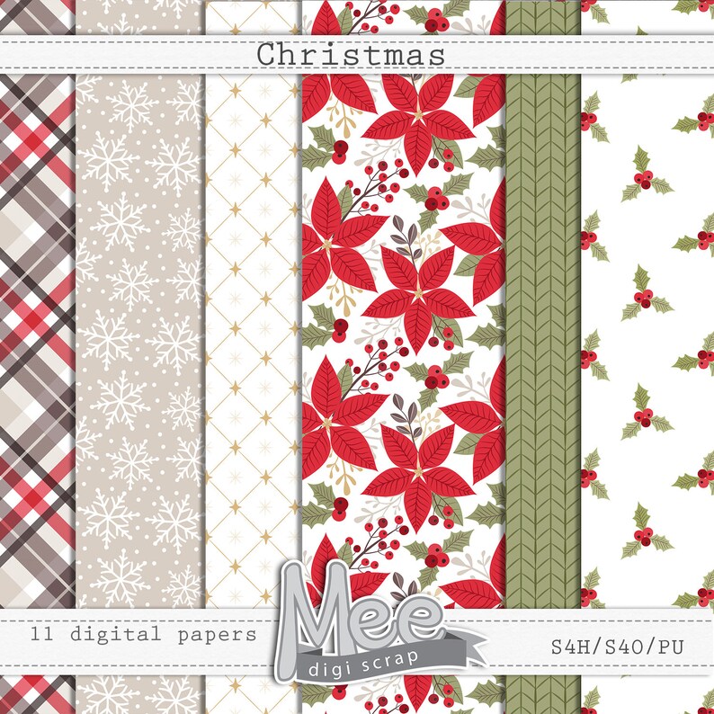 Weihnachten digital Papiere Digital Scrapbook Papiere und Etsy.de