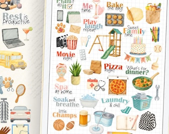 Mom Life Digital Stickers: GoodNotes Planner Clipart (PNG, Sticker Book)