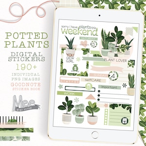Digital planner stickers,Potted plants sticker set,House plants,digital bujo,art journal,junk jornal stickers for use on Ipad/tablet