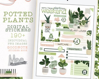Potted Plants Digital Planner Stickers: Bujo Art Journal (Digital Download)