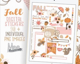 Fall Planner Stickers: Floral Autumn Digital Bujo (Digital Download)