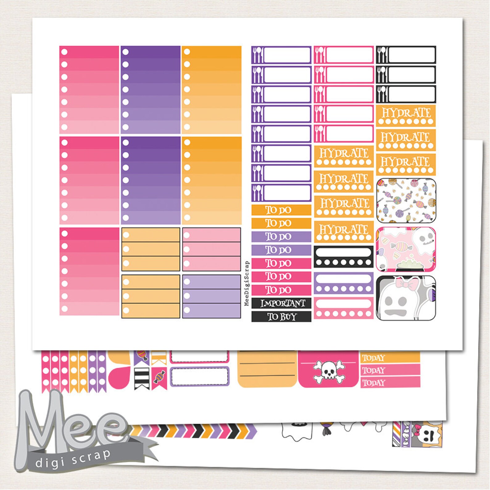Halloween Stickersthe Happy Planner Size Printable - Etsy