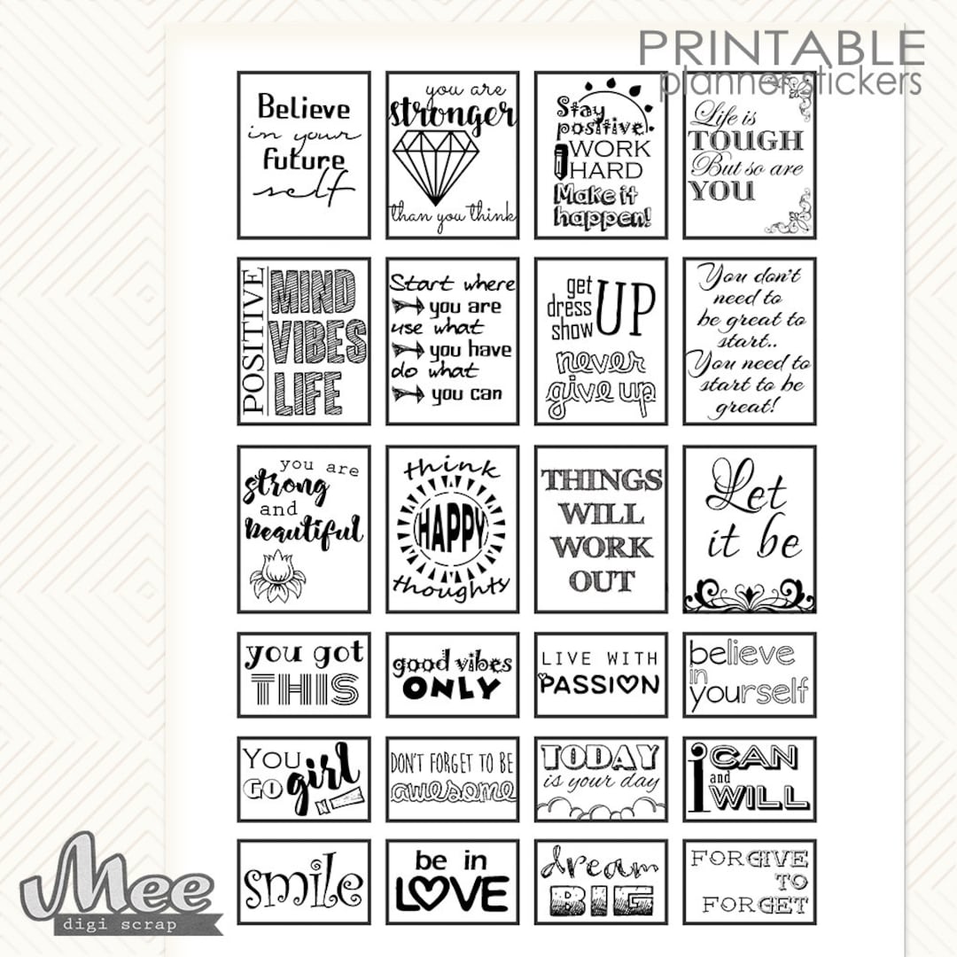 Set of stickers quotes isolated. Vector black and white design