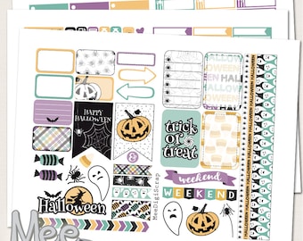 Stickers pour agenda d'Halloween : kit hebdomadaire à imprimer (téléchargement numérique)