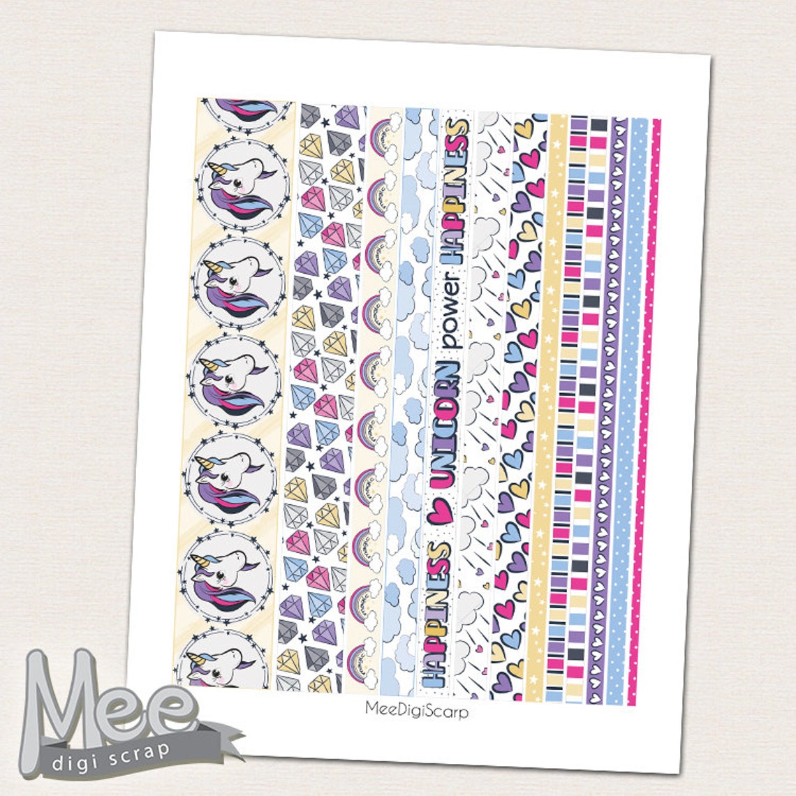 Printable Washi Tapeunicorn Washi Stripesmasking Washi - Etsy