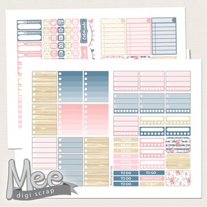 Eclp Printable Planner Stickers,shabby Chic Rose Planner Stickers,pink ...