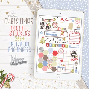 Digitale kerststickers, digitale winterstickers voor gebruik met digitale planner/dagboek op je tablet of iPad, digibujo, decemberstickers