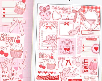 Coquette Bows Digital Stickers: Valentine's Day Planner (Digital Download)