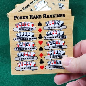 Poker Hand Rankings Bamboo Coasters - Set of 4 with Holder