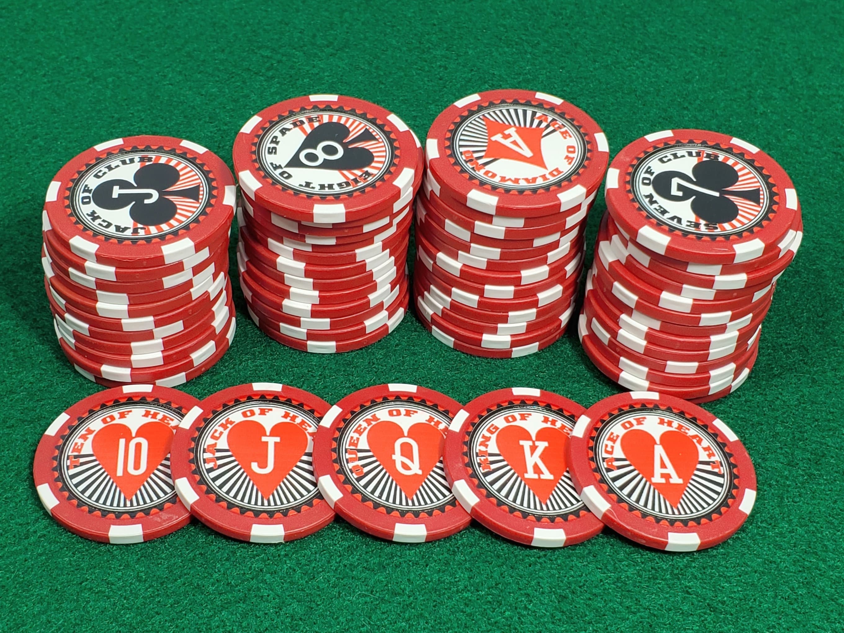 Poker Chip Cardians With Playing Cards Printed on Them - Etsy