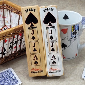 Euchre Trump Club - Combined suited indicator or marker that also shows ranking of highest cards depending on what is trump - MADE IN USA