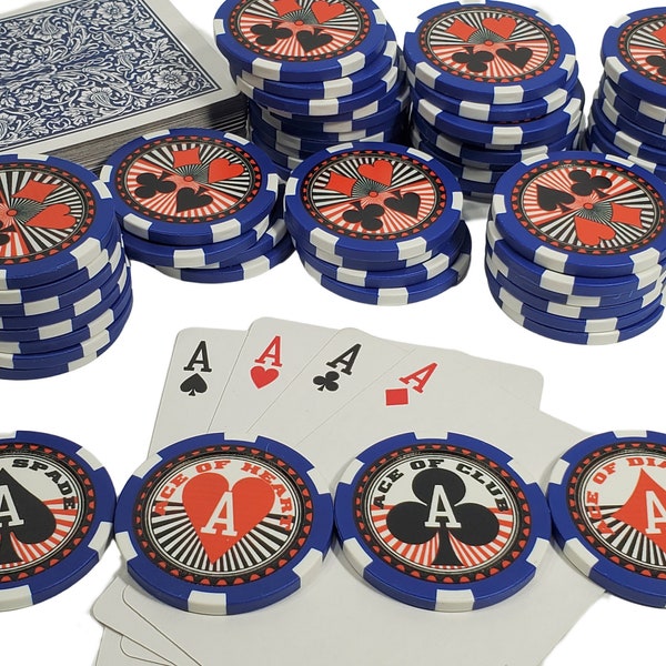 Poker Chips with Playing Cards Printed right on them - Poker Runs and Bowling Alleys - Standard 52 Cards w/2 wilds - Cardian brand