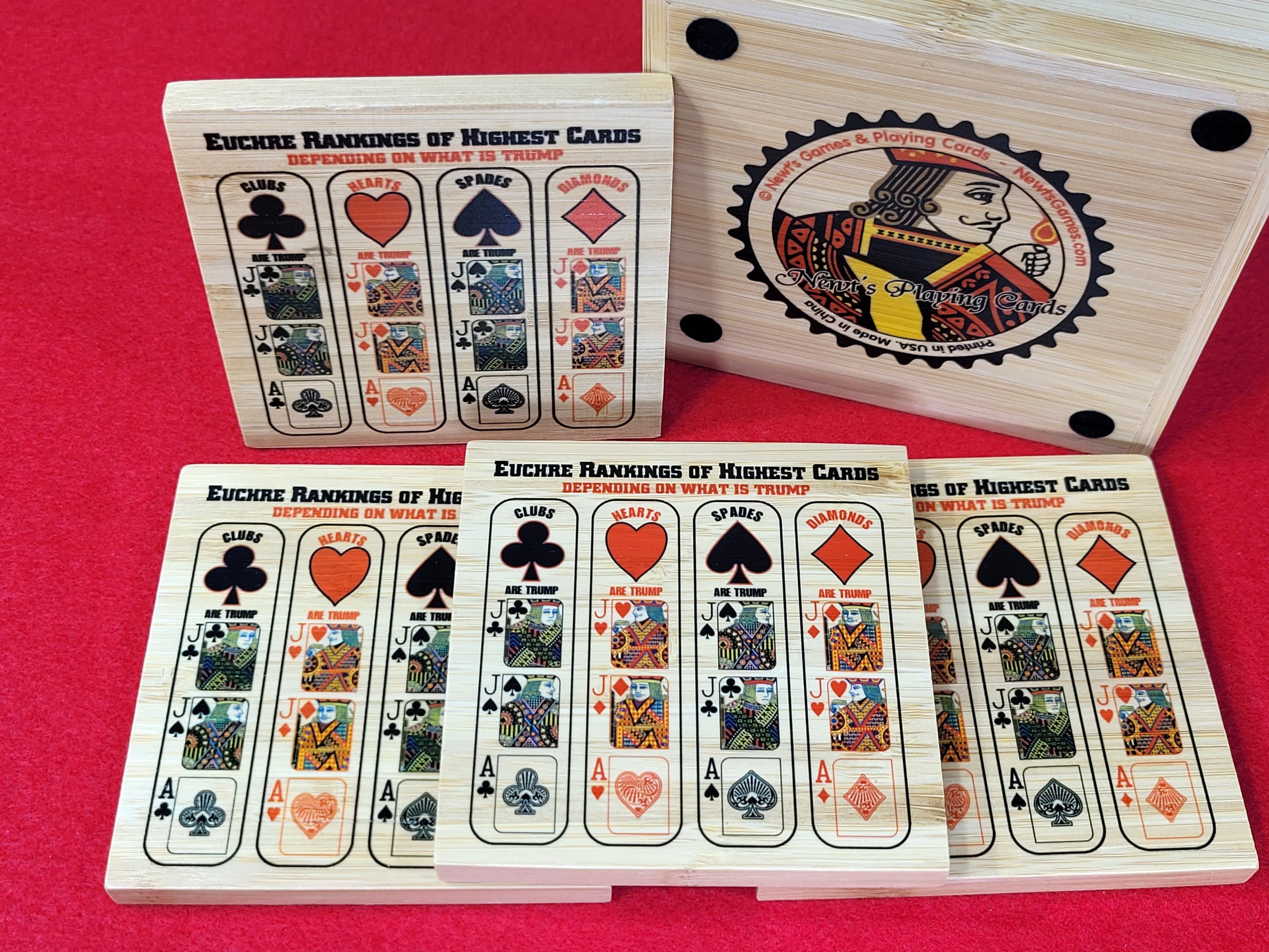 Euchre Card Rankings: Bamboo Coasters With Holder - Etsy