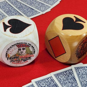 Original Trumpmendous suited trump marker/indicator - Classic 2.5&quot; wood cube for playing card games like Euchre, Pinochle, Pitch and 500