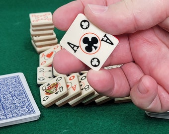 Poker playing cards on plastic tiles - Standard deck of 52 cards w/2 jokers. 2-tone. Choose from a red, black or brown back. Cardian brand