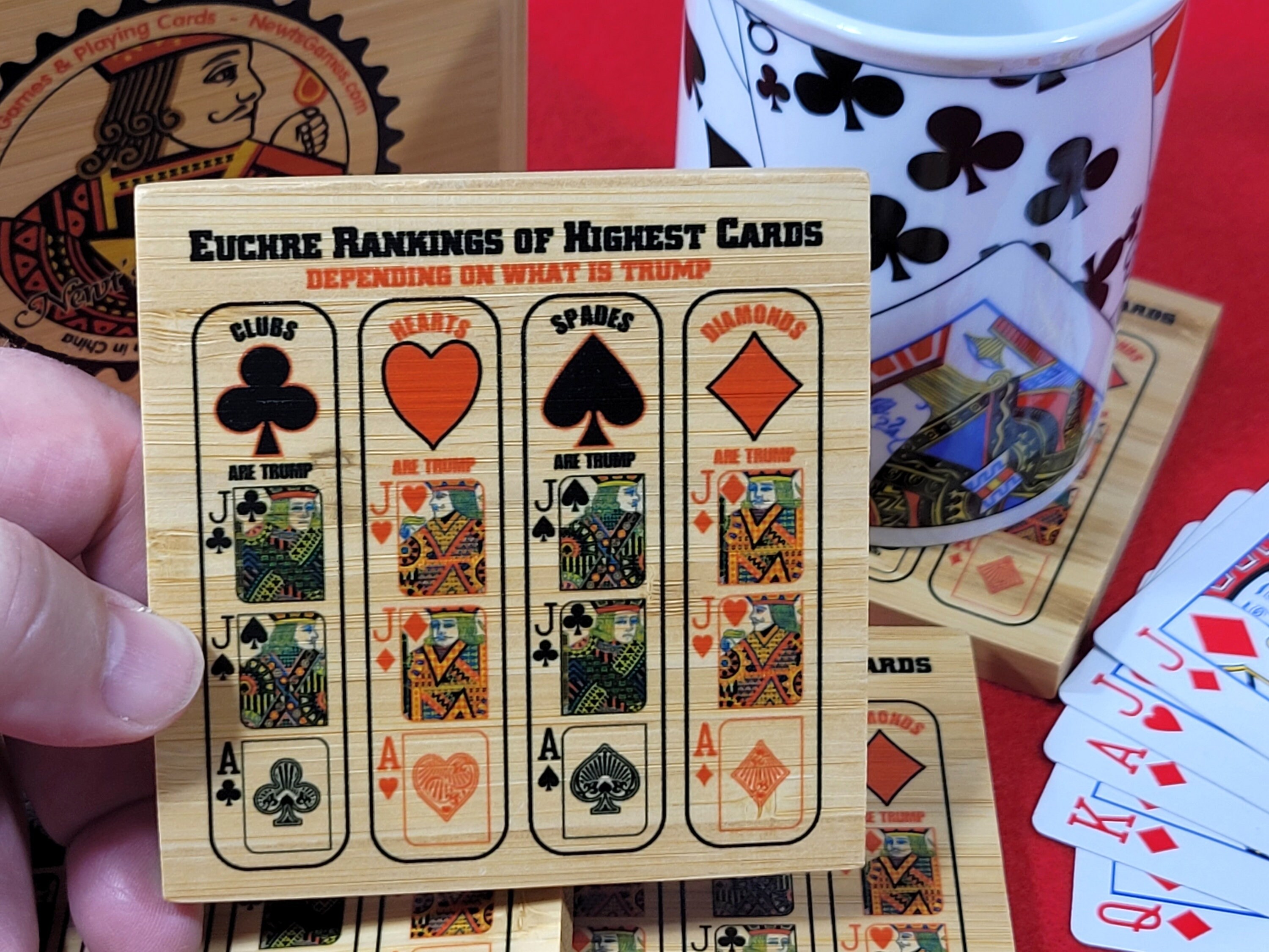 Euchre Card Rankings: Bamboo Coasters With Holder - Etsy