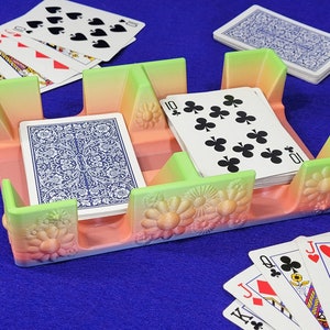 Flower Playing Card Tray: Multi-Color Plastic Card Caddy - US Made