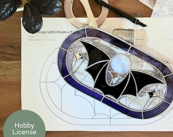 PATTERN - Bat Wings Stained Glass Pattern - Digital Download - Hobby License