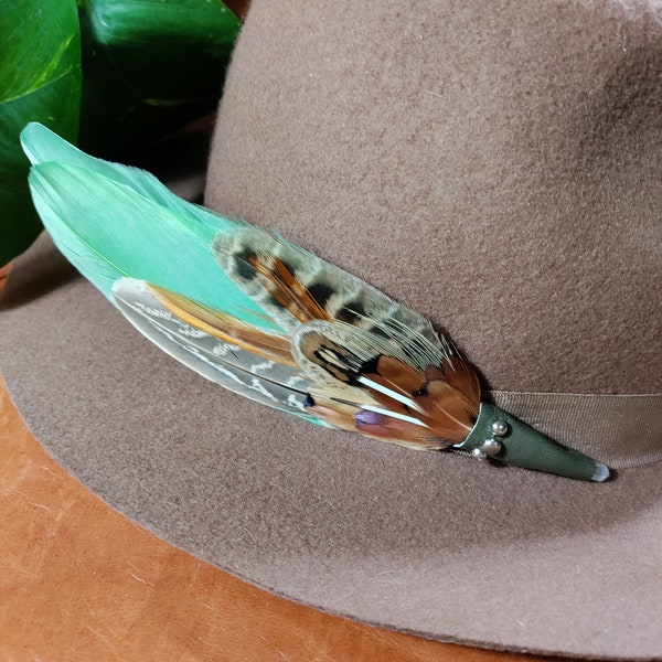 Feather Hat Pin, Boutonniere, Brooch, Boho, Western Wear, Traveling Smudge Feather