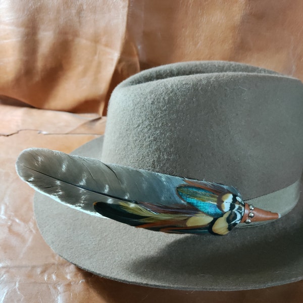 Feather Hat Pin, Boutonniere, Brooch, Boho, Western Wear, Traveling Smudge Feather