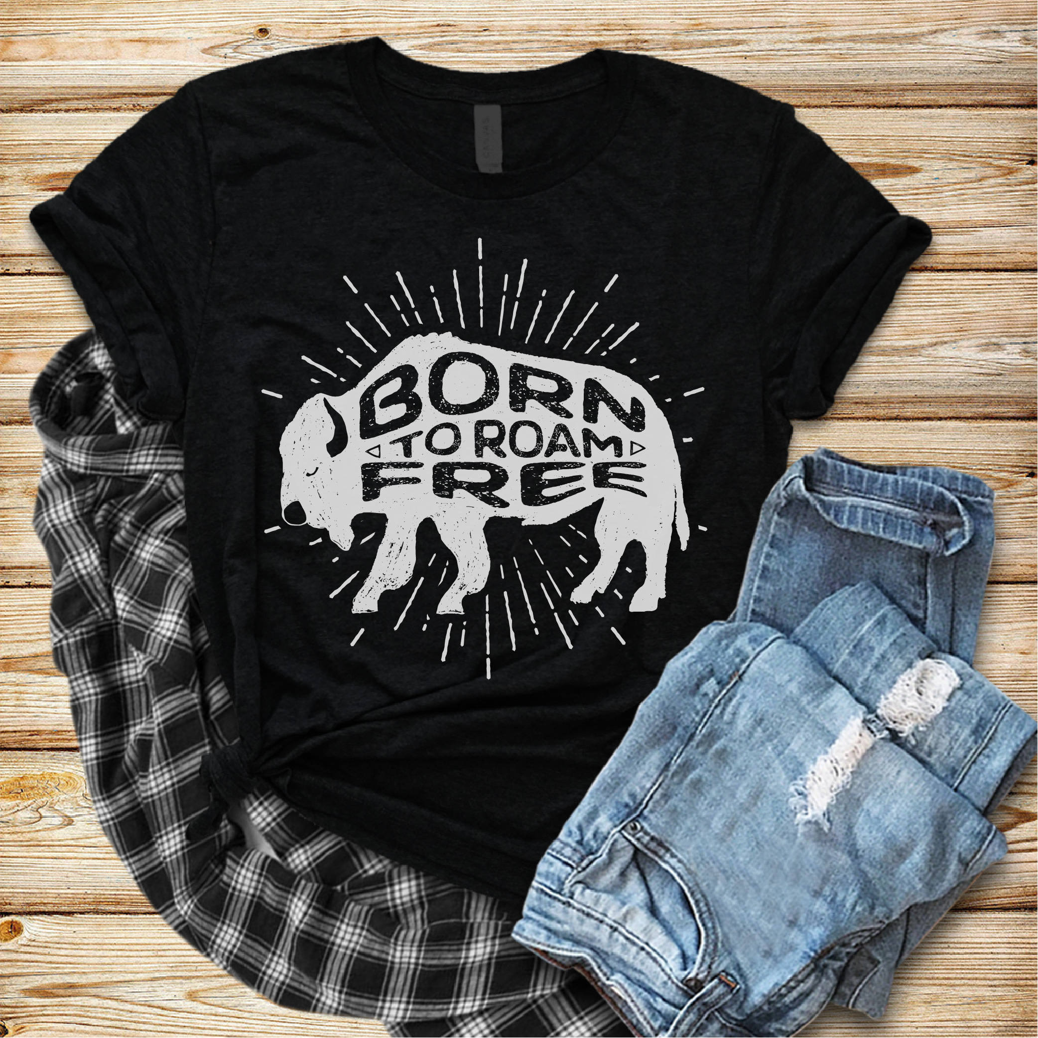 Born to Roam Free Short-sleeve Graphic Tee Buffalo T-shirt | Etsy