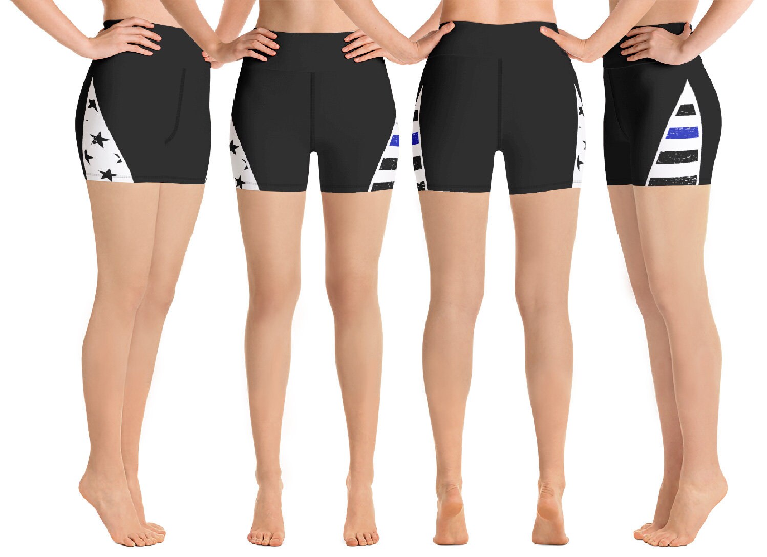 Thin Blue Line Yoga Shorts Blue Lives 