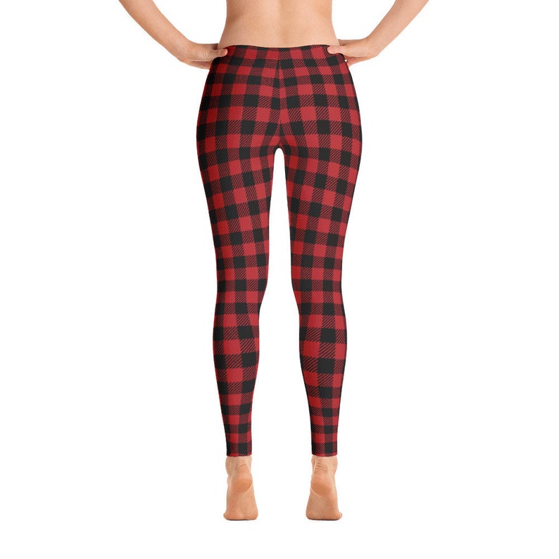 Red Buffalo Plaid Leggings Christmas Leggings Capri Yoga Etsy