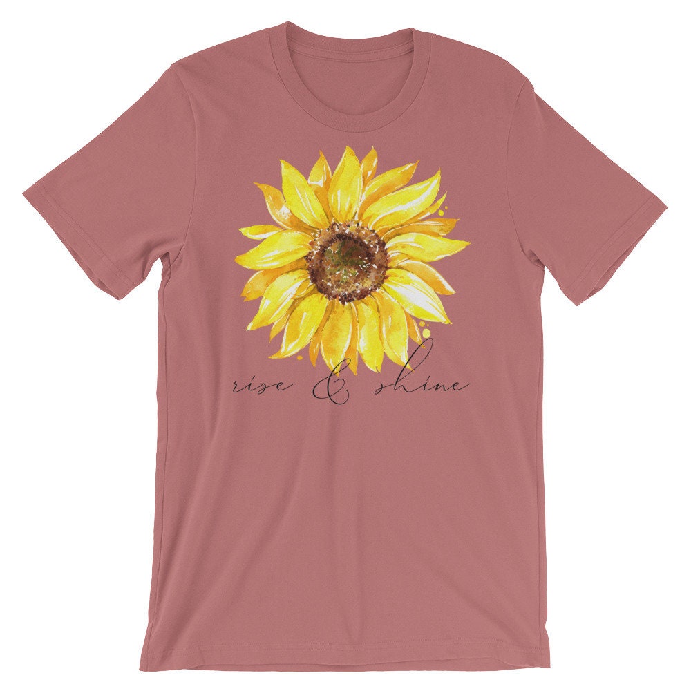 Rise and Shine Sunflower Graphic Tee Christian Short-sleeve | Etsy